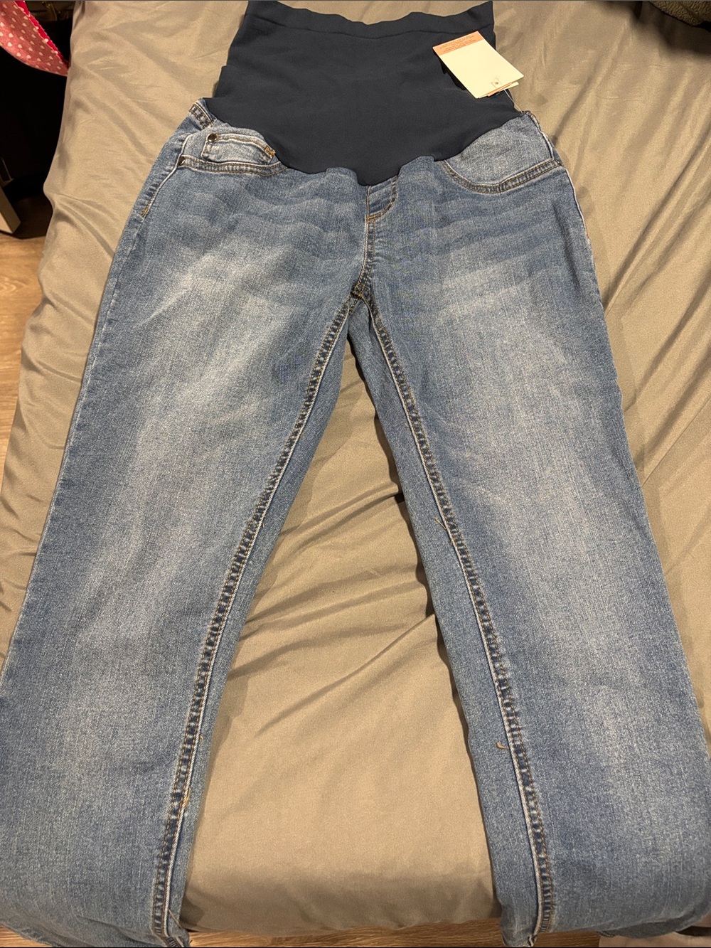 Motherhood Maternity Light Blue Skinny Jeans with Navy Panel